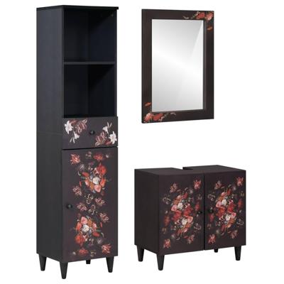 Badkamerkastenset met lade met opslag 3 pcs Massief Mango Hout