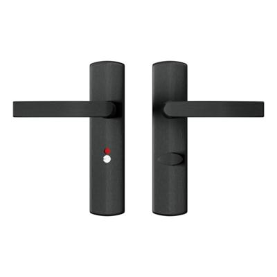 AXA AXA Curve klik deurkruk Blok op schild WC-/badkamersluiting 63/8 mm - aluminium/zwart AXA AXA Curve klik deurkruk Blok op schild WC-/badkamersluiting 63/8 mm - aluminium/zwart