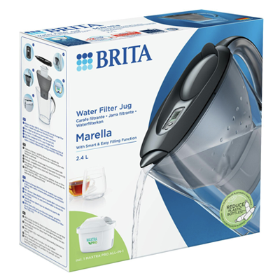 Brita Carafe Filter Marella Graphite (2.4L) omvatte 1 MaxTra Pro All-1 Cartridge
