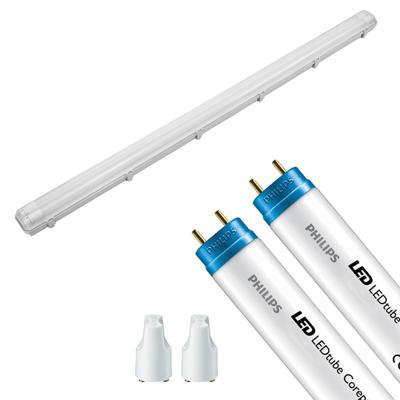 LED TL Armatuur met T8 Buis - Pragmi Housing Pro - 150cm Dubbel - Philips - CorePro LEDtube EM 840 - 40W - Natuurlijk Wit 4000K | Vervangt 116W