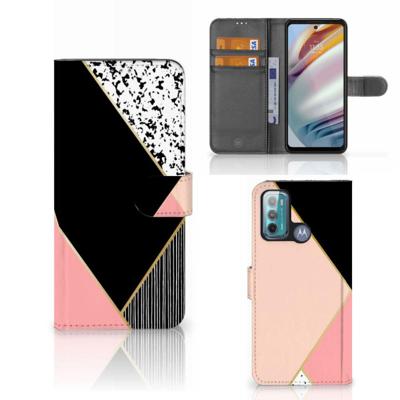 Motorola Moto G60 | Book Case | Zwart Roze Vormen