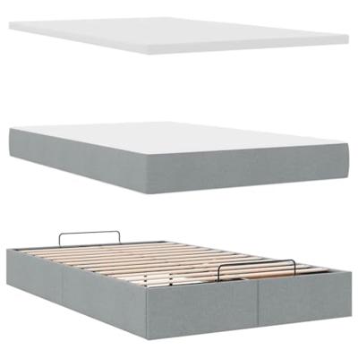 Ottoman bed met matras 120x200cm stof lichtgrijs