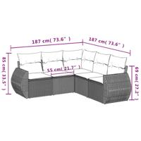 5-delige Loungeset met kussens poly rattan beige - thumbnail