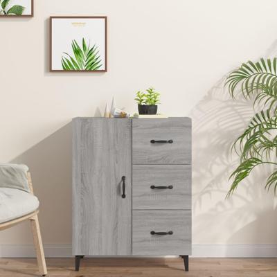 Dressoir 69,5x34x90 cm bewerkt hout grijs sonoma eikenkleurig