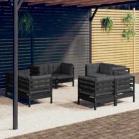 8-delige Loungeset met antracietkleurige kussens grenenhout - thumbnail