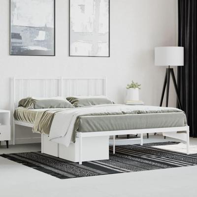 Bedframe met hoofdbord metaal wit 140x190 cm Bedframe met hoofdbord metaal wit 140x190 cm