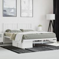 Bedframe met hoofdbord metaal wit 140x190 cm - thumbnail