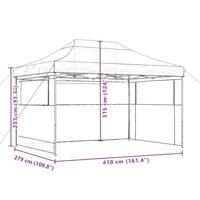 Partytent inklapbaar pop-up met 3 zijwanden terracottakleurig - thumbnail
