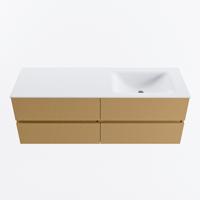 MONDIAZ VICA 140cm badmeubel onderkast Oro 4 lades. Wastafel CLOUD rechts 1 kraangat, kleur Talc. - thumbnail