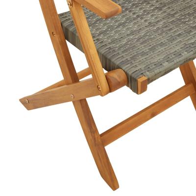 5-delige Tuinset poly rattan en massief hout grijs - thumbnail