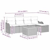 Tuinbankenset met kussen met opslag 6 pcs Beige poly rattan - thumbnail