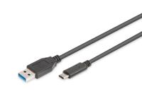 Digitus 1m, USB3.0-C/USB3.0-A 1m USB C USB A Zwart - thumbnail