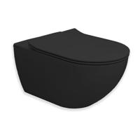 Royal Plaza Belbo wandcloset - 55cm - cycloneflush - zonder spoelrand - met toiletzitting - mat zwart SW1127068 / SW1075547 - thumbnail