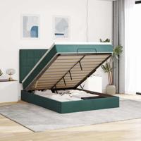 Ottoman bed met matrassen 140x190cm fluweel donkergroen - thumbnail