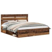Bedframe met hoofdeinde Oudhout 200 x 200 cm Massief grenenhout - thumbnail