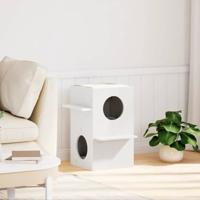 Kattenhuis 43x43x60 cm massief grenenhout wit - thumbnail