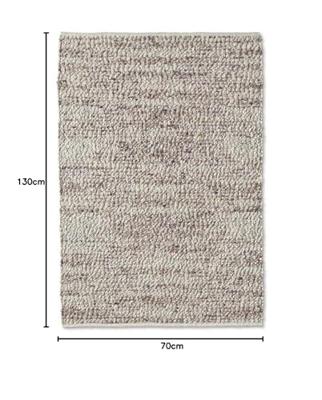 Tapeso Wollen vloerkleed - Ursule bruin|grijs - 70x130 cm