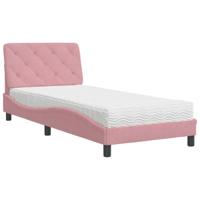 Bed met matras fluweel roze 90x200 cm - thumbnail