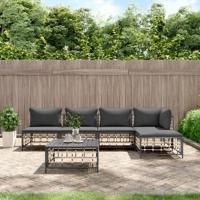 6-delige Loungeset met kussens poly rattan antracietkleurig - thumbnail