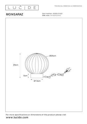 Lucide MONSARAZ - Tafellamp - Ø 25 cm - 1xE27 - Amber