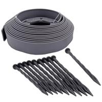 Nature borderrandset h5 cm x 10 m met grondpennen grijs - thumbnail