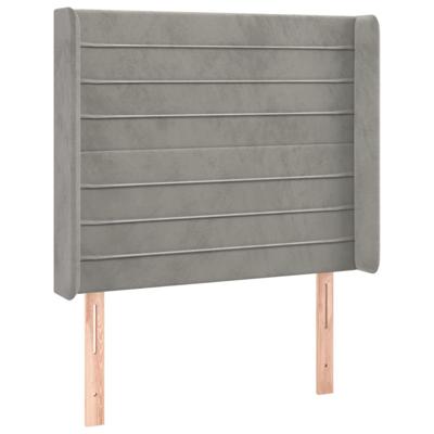 Hoofdbord met randen 93x16x118/128 cm fluweel lichtgrijs - thumbnail
