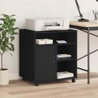 VidaXL Printerkastje met wielen 60x50x67 cm zwart - thumbnail