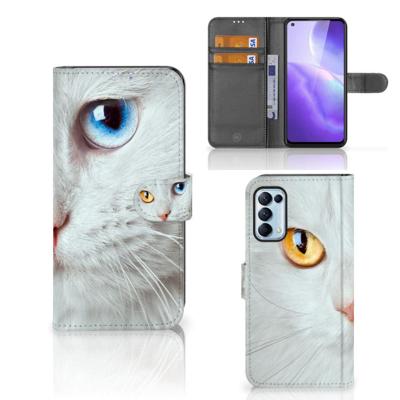 OPPO Find X3 Lite | Telefoonhoesje | Met pasjeshouder | Witte Kat