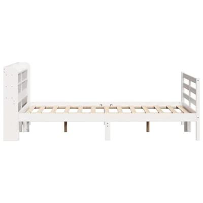 Bedframe met hoofdbord massief grenenhout wit 150x200 cm