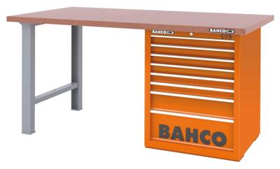Bahco Werkbank | heavy-duty | met MDF werkblad | ladeblok | 8 lades | 2 poten | oranje | 1500 mm x 750 mm x 880 mm - 1495KH8RDWB15TD Bahco Werkbank | heavy-duty | met MDF werkblad | ladeblok | 8 lades | 2 poten | oranje | 1500 mm x 750 mm x 880 mm - 1495KH8RDWB15TD