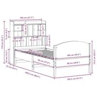 Bed met boekenkast zonder matras grenenhout wasbruin 100x200 cm - thumbnail