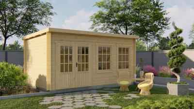 Tuindeco Sadie Blokhut 500x300 cm 40 mm vuren blank- Plat dak- Onbehandeld vurenhout- Tuindeco