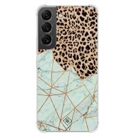 Samsung Galaxy S22 shockproof hoesje - Luipaard marmer mint - thumbnail