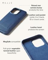 Mujjo Leather Wallet Case iPhone 16 Pro Max blauw - thumbnail