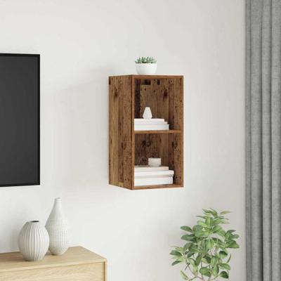 TV-kast met plank Wandgemonteerd met opslag Oud hout 37 x 37 x 72 cm Bewerkt hout