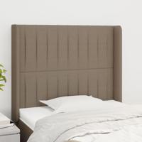Hoofdbord met randen 83x16x118/128 cm stof taupe - thumbnail
