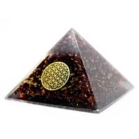 Orgonite Piramide Granaat - Bloem des Levens - (70 mm) - thumbnail