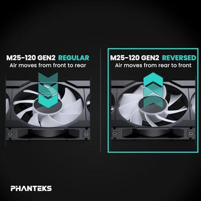 Phanteks PH-F120M25R_G2_DBK01 PC-ventilator Zwart (b x h x d) 120 x 25 x 120 mm Phanteks PH-F120M25R_G2_DBK01 PC-ventilator Zwart (b x h x d) 120 x 25 x 120 mm