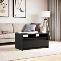 Salontafel met LED-verlichting bewerkt hout zwart - thumbnail