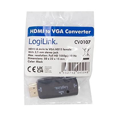 LogiLink CV0107 kabeladapter/verloopstukje HDMI VGA Zwart