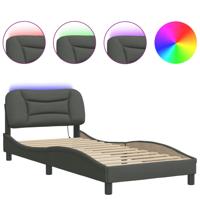 Bedframe met LED zonder matras 160x200 cm stof donkergrijs - thumbnail