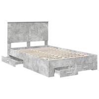 Bedframe met hoofdeinde Beton Grijs 120 x 190 cm Bewerkt hout - thumbnail