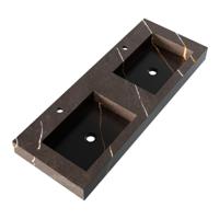 Brauer Coral Wastafel - 120 cm - met 2 Spoelbakken en 2 Kraangaten - Marmerlook Copper Brown - thumbnail