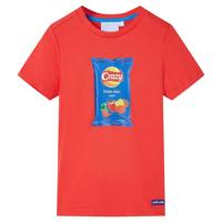 Kindershirt met korte mouwen 128 rood - thumbnail