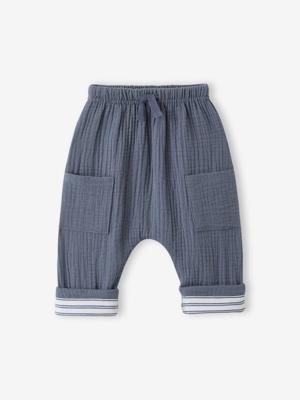 Babybroek van katoengaas blauw