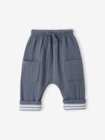 Babybroek van katoengaas blauw - thumbnail