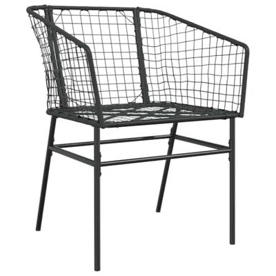 3-delige Tuinset poly rattan glas zwart
