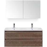 Dante Badmeubelset 120 cm - Tabacco - Keramische Wastafel Wit Enjoy met Spiegelkast - thumbnail