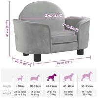 Hondenmand 66x40x45 cm fluweel lichtgrijs - thumbnail