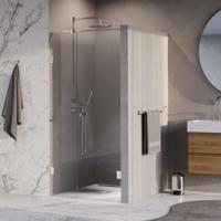 BRAUER Void Carving nisdeur 2-delig helder glas 90x200 omkeerbaar met draaideur 60 aan muur incl. glascoating chroom - thumbnail